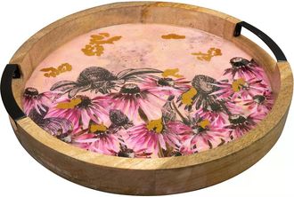 Jelmoli-Shop Tablett »CHALET Polly Ø 35 Pink« Holzart: Mango (Indien)