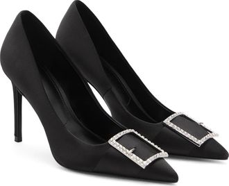 Mango Buckle Pointed Toe Pump in Black at Nordstrom, Size 8.5Us