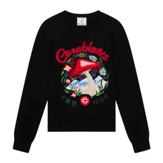 Casablanca Pull Brod&eacute; Champignon - Heren - Ronde hals truien - Zwart - M - Katoen - Truien & Vesten