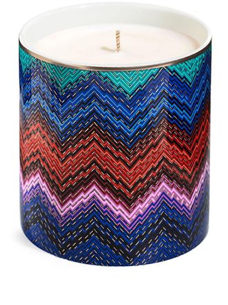 Missoni Home Candela Starlight con stampa a zigzag - Blu