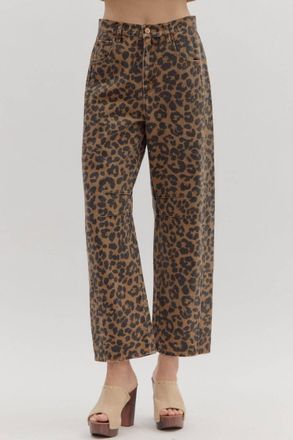 Entro Ankle Length Barrell Jeans In Leopard