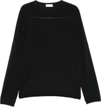 Roberto Collina Trui met ronde hals - Heren - Ronde hals truien - Zwart - 5XL - Wol - Truien & Vesten