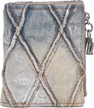 Diesel Textured Denim Wallet With Quilted Design