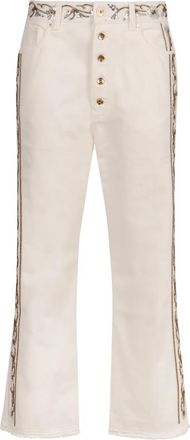 Paco Rabanne Flared Jeans met Strass Details - Dames - Cropped Jeans - Wit - W28 - Katoen - Jeans