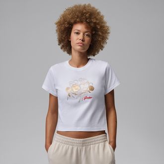 Nike Jordan Womens Jordan Brooklyn Graphic T-Shirt in White | IR0782-100
