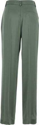 Semicouture Womens Pants With Front Pleats, Green Silk-Blend Acetate Trousers