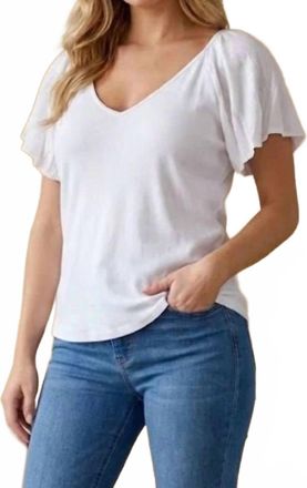 Maven West Short Sleeve Mixed Media Top In Optic White