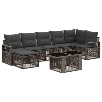 vidaXL Vidaxl Set Divano Da Giardino 8 Pz Grigio E Grigio Scuro Polyrattan