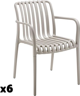 TecTake Set de 6 sillas de jard&iacute;n apilables y 54,5x58x80,5 cm, gris topo