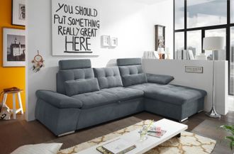 ED EXCITING DESIGN Ecksofa »Nalo L-Form« mit Bettfunktion, Armteilverstellung, Kopfstützen & 2 Nierenkissen
