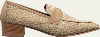 Bougeotte 35mm Raffia Block-Heel Loafers