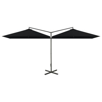 vidaXL Sombrilla Doble De Jard&iacute;n Con Palo De Acero Negro 600x300 Cm Vidaxl