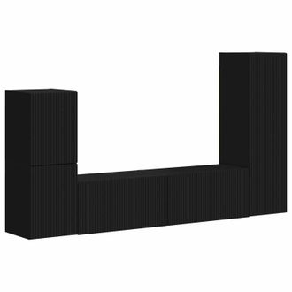 vidaXL Conjunto De Mueble De Tv 4 Pcs Negro Madera De Ingenier&iacute;a Vidaxl
