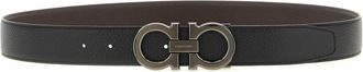 Ferragamo Black Textured Reversible Belt