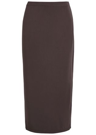 Good American Matte Stretch-jersey Midi Pencil Skirt - Dark Brown - Xxl (UK18 / Xxl)