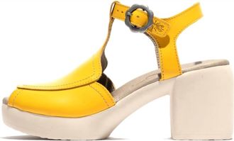 FLY London Womens Flig Heeled Sandal In Yellow