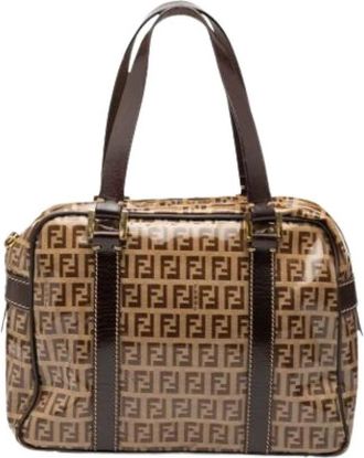 Fendi Pre-owned Canvas Handbag - Dames - Vintage Handtas - Bruin - ONE Size - Leer - Vintage