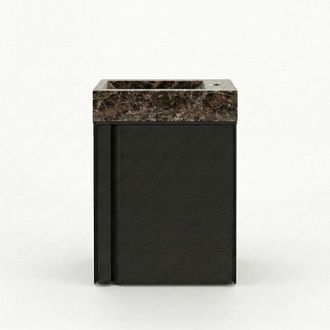 Saniclass Chaci Toiletmeubelset - 40x65cm - 1 deur - 1 kraangat - rechts - fontein dark emporador - mat zwart