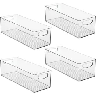 Linus Plastic Stackable Pantry Bin with Handles, Set of 4, Clear, Made in USA at Nordstrom