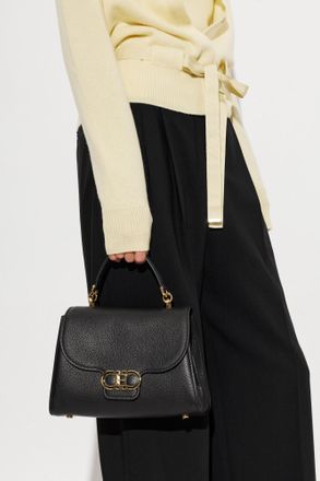 Ferragamo Double Gancini Bag, Womens, Black