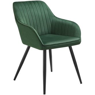 TecTake Silla de comedor con aspecto de terciopelo y acolchada verde/negro