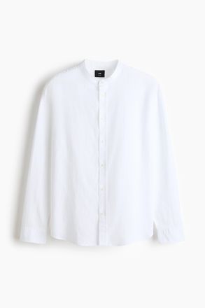 H&M Hemd aus Leinengemisch in Relaxed Fit - Weiss