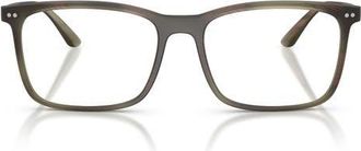 Giorgio Armani 56mm Square Optical Glasses in Striped Olive/demo Lens at Nordstrom