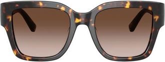 Tory Burch 52mm Gradient Polarized Square Sunglasses in Brown Tortoise /Brown at Nordstrom