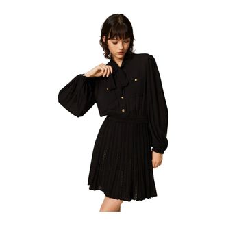 Twinset Dames, Jurken, Zwart, Maat: XL Poliester