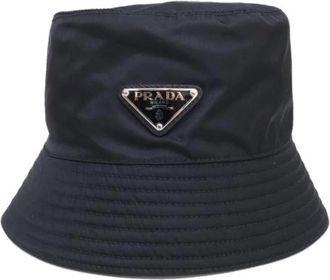 Prada Pre-owned Bucket hat - unisex - Vintage Accessoires - Zwart - ONE Size - Nylon - Vintage