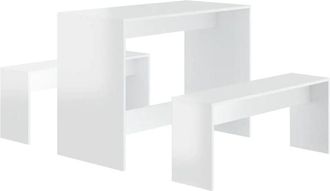 vidaXL Juego de comedor 3 piezas madera contrachapada blanco brillante vidaXL