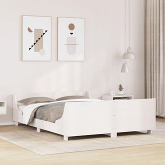 Berkfield Home Bed Frame without Mattress White 150x200 cm King Size Solid Wood Pine