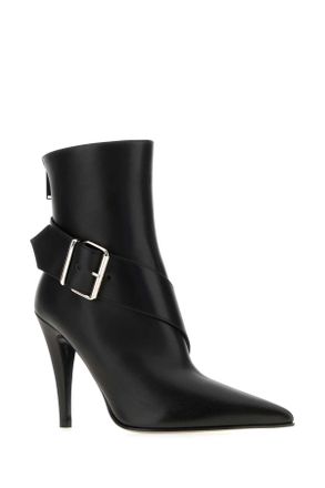 Alexander McQueen Womens Black Leather Ankle Boots Blacksilver Stivali