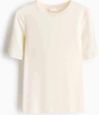 H&M Geripptes T-Shirt - White