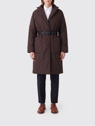 Semicouture Long Quilted Down Jacket with Adjustable Waist Belt
