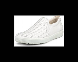 Ecco Womens Soft 7 Slip-On Woven Shoes In White