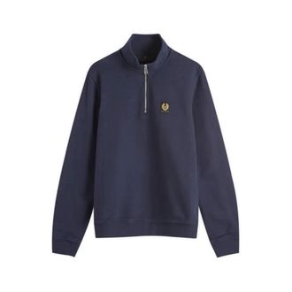Belstaff Quarter Zip Sweatshirt - Heren - Sweatshirts & Hoodies - Blauw - Maat: M Katoen