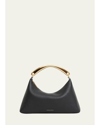 Mansur Gavriel Rhea Leather Sculptural Metal Top-Handle Bag