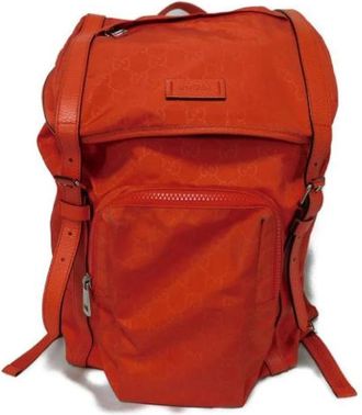 Gucci Pre-owned Backpacks, female, Orange, Size: ONE SIZE Pre-owned Canvas backpacks