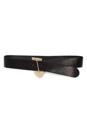 Raina Asymmetric Leather Belt in Black at Nordstrom, Size Medium