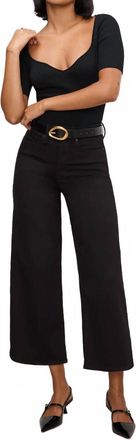 Good American Good Waist Cropped Palazzo Jeans In Black