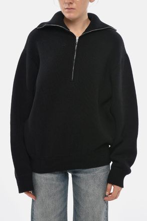 Balenciaga Pullover a Collo Alto in Puro Cotone con Mezza Zip Balenciaga