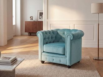 Vente-Unique Poltrona CHESTERFIELD in velluto Azzurro pastello
