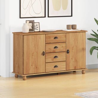 vidaXL Credenza Marrone 133.5 x 40 x 79 cm Legno di pino massello - Vidaxl