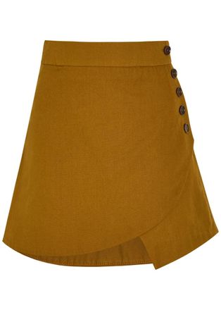 Skiim Asymmetrical Woven Mini Skirt - Light Brown - 38 (UK10 / S)