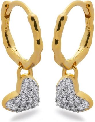 Monica Vinader heart-pendant hoop earrings - women - Other fibres - One Size - Gold