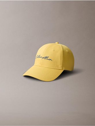 Calvin Klein Womens Script Logo Baseball Cap - Yellow