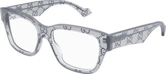 Gucci Rechthoekige Brillen - Heren - Brillen - Grijs - 55 MM - Accessoires