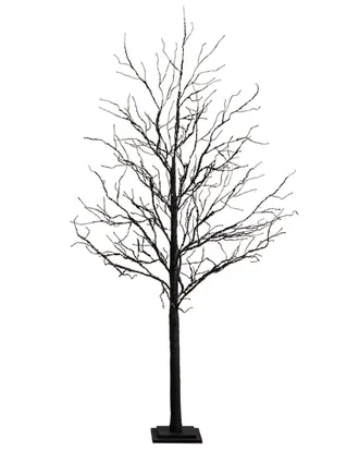 Nearly Natural 6Ft Pre-Lit Halloween Deluxe Black Twig Artificial Fall Tree With 156 Orange & Purple Led Lights