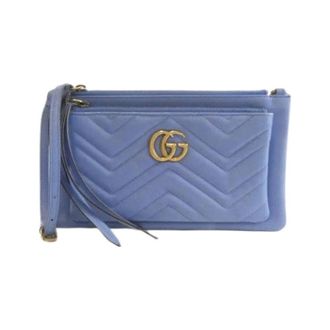 Gucci Pre-owned Cross Body Bags, female, Blue, Size: ONE SIZE Pre-owned GG Marmont Leather Shoulder Bag